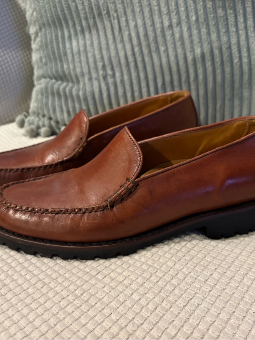 Cole Haan Men's Chestnut Brown Leather Slip-On Loafers